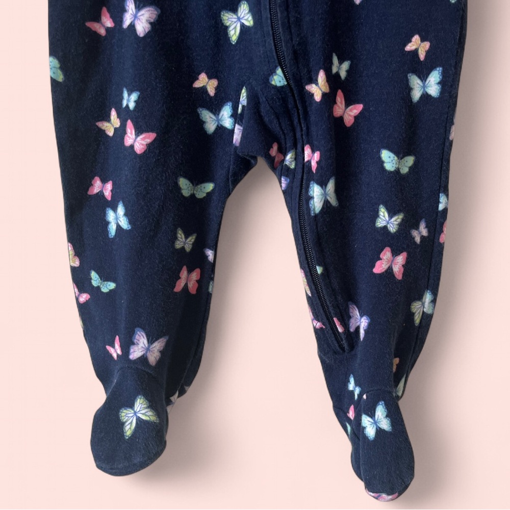 9M Carter’s Infant Baby Girl Butterfly Long Sleeve Coverall Footed Pajamas - Picture 5 of 11